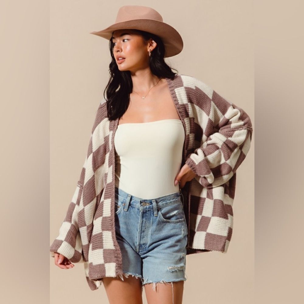 899. CHECK PLAID CARDIGAN SWEATER - Picture 7 of 12